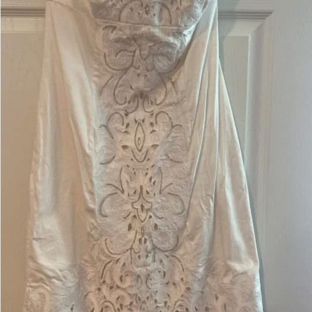 White House Black Market Cream Dress with Intricate Lace